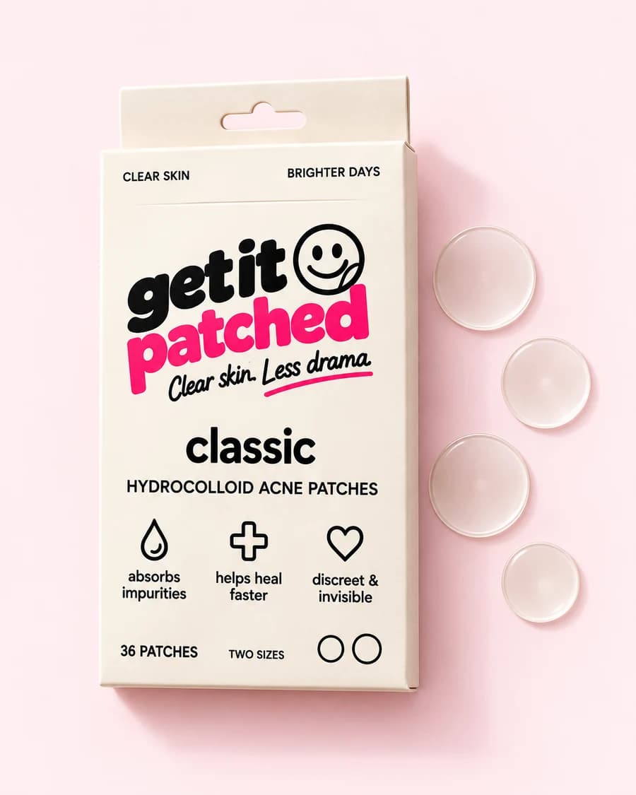 classic carton with round-shaped patches