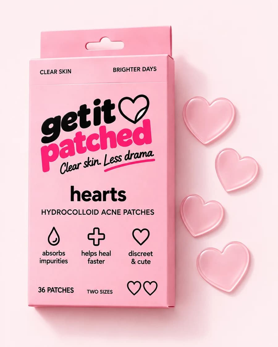 hearts carton with heart-shaped patches